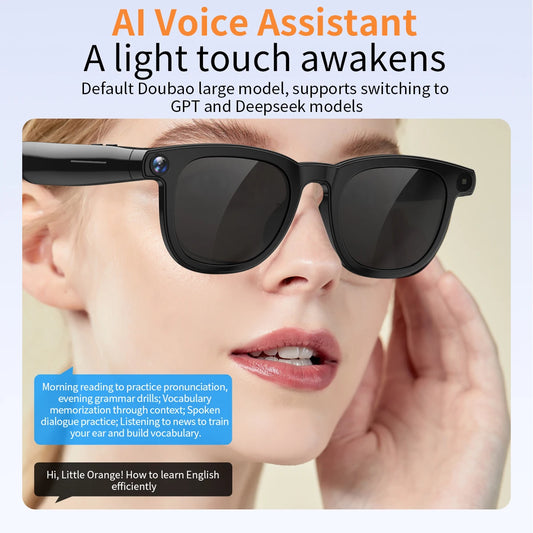 V3 AI Smart Glasses with ChatGPT, 8MP Camera Video Recording, Bluetooth Calls, Voice Wake, Music Playback Sunglasses