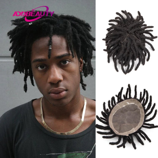 Dreadlocks Man Hair Prosthesis Mono NPU Men Toupee Human Hair Wigs Indian Human Hair System Unit Natural Color 7inche Dreadlocks