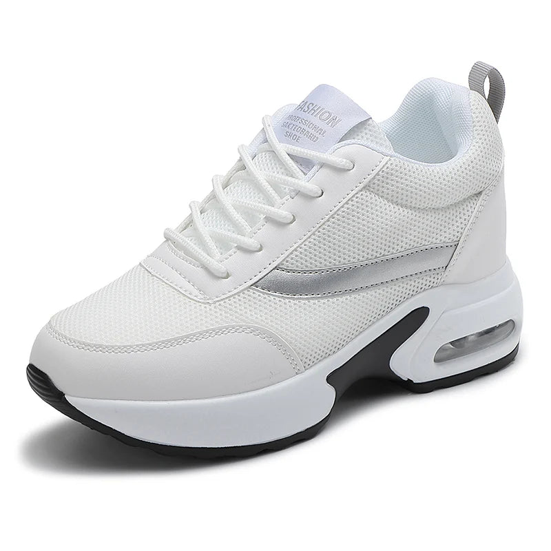 Fashion Women's Platform Shoes Invisible Height-increasing Casual Shoes Ladies Breathable Air-cushion Walking Traveling Shoes