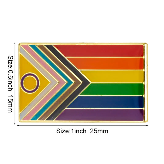 10PCS a lot Intersex Progress Pride Flag Metal Lapel Pin Flag Pin Badge
