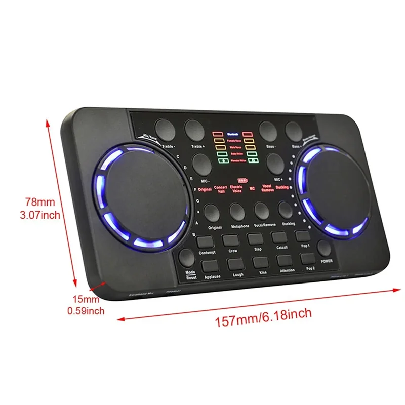 B16C-V300 Pro Sound Card Bluetooth-Compatible Audio Interface Mixer DJ Digital Effect Noise Reduction Console USB Record