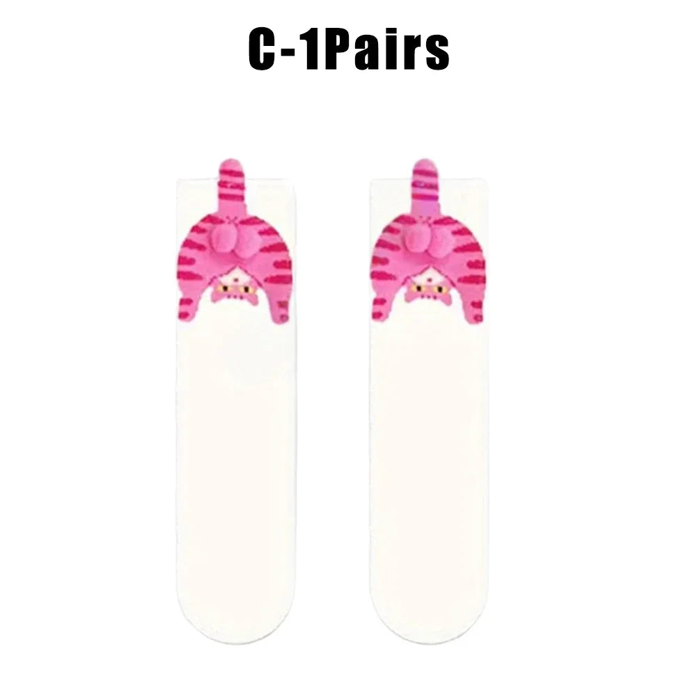 Cute Cat Socks with Balls Funny Cotton Socks Breathable Soft Cotton Socks Girl Women Socks Novelty Gifts for Cat Lovers