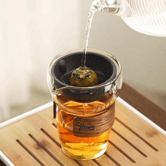 360 Rotation Poreless Filtration Teapot Glass Tea Maker Infuser Semi-Automatic Teaware for Home Office Travel Gong Fu Tea set
