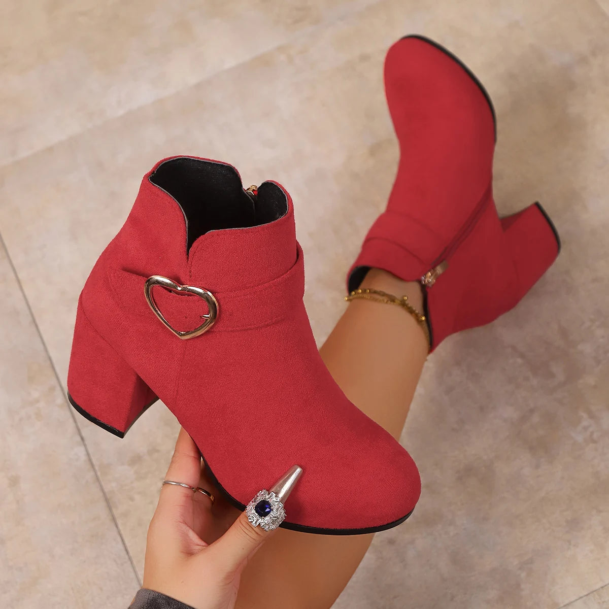 2025 New Women Anti-slip Ankle Boots Platform Zipper High Heels Short Boots Comfortable Designer Shoes Women Zapatos De Mujer