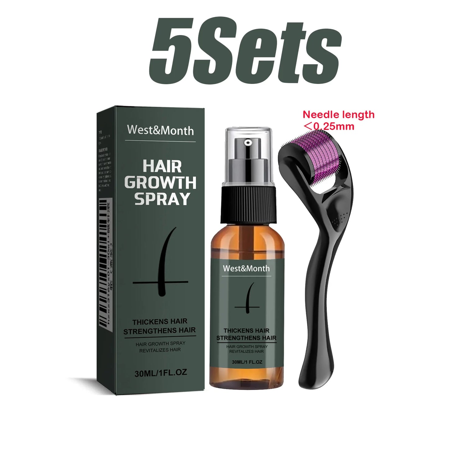 Men's Beard Growth Spray Kit with Micro Roller Moisturizing Thicken Facial Hair Beard Growth Essence Nourishing Spray Beard Care