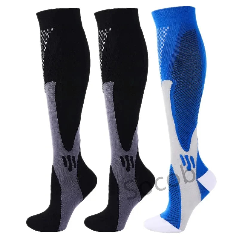 3/6/7 Pairs Compression Socks Women Medical Edema Running Socks Men Knee Length Cycling Socks Football Basketball Outdoor trave