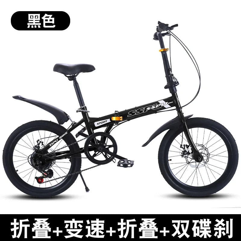 Folding Bike 20 Inch 7 Speed Disc Brake Portable Light Cycling Adult Kids Students Road Bicycle Men And Women Portable