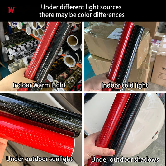 7D Carbon Fiber Vinyl Wrap Foil Car Adhesive Vinyl Film for Car Stickers Black High Glossy Red Waterproof Motorcycle Accessories