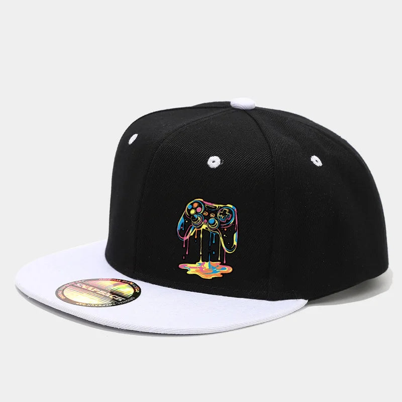 1PC two-color block hip-hop cap for men and women, American casual and versatile flat-brimmed baseball cap