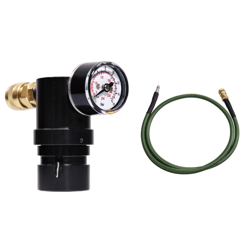 Updated Paintball Micro MR GEN2 Regulator W/ US Foster Coupler Remote Coil Hose 230psi Gauge,Output Pressure 40-160PSI