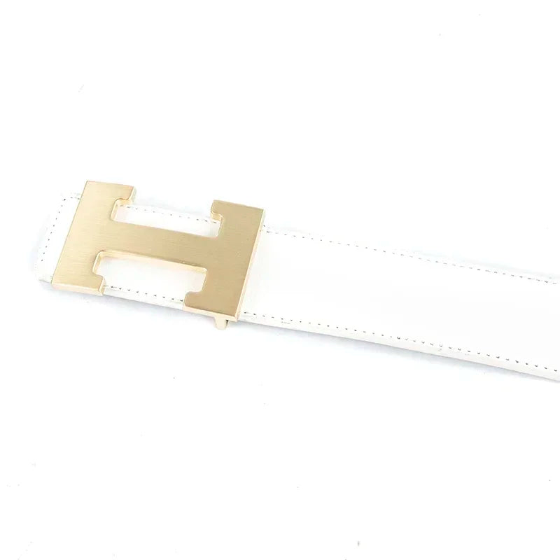 Red Luxury Designer Brand Cowhide H Belt Men High Quality Women Genuine Real Leather Dress Cowhide Strap for Jeans Waistband