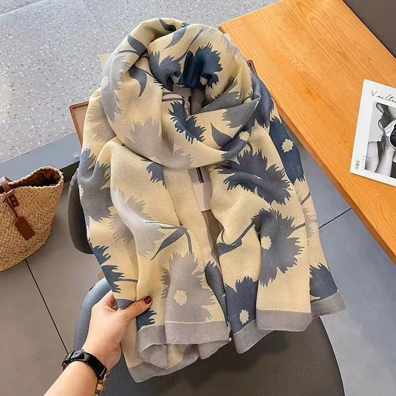 Autumn and Winter Scarf Large Size Cotton and Hemp Women's Cold proof Outdoor Versatile Warm Fashion Korean Edition Fashion Scar