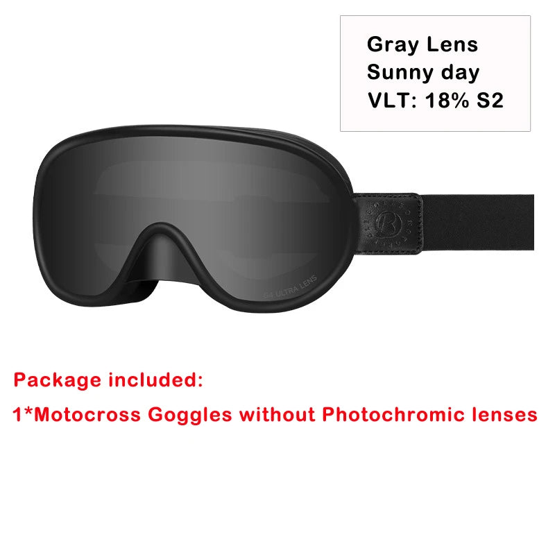 Vintage Motorcycle Goggles Over Glasses Photochromic UV400 Dirt Bike Goggles for Men Women Dual-Cycle Defogging Racing Glasses