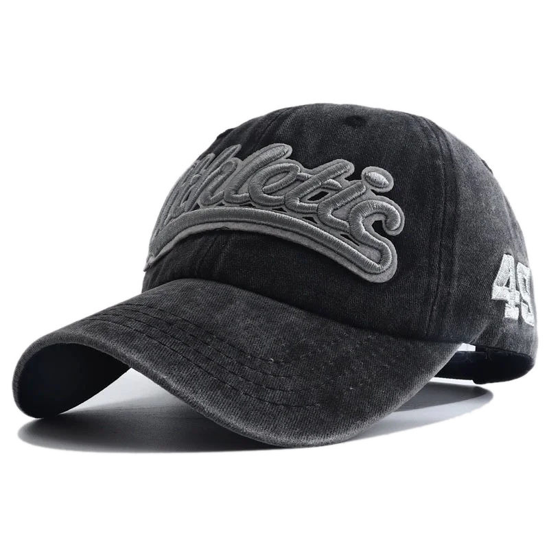Athletic Letter Embroidery Baseball Cap Retro Washed Cotton Peaked Hat Hip Hop Trucker Dad Caps Fashion Sun Hats for Women Men