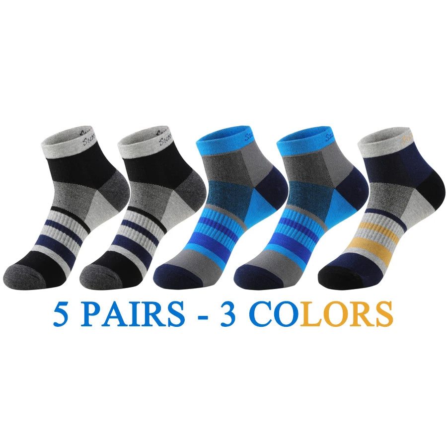 5 Pairs/Lot Mens Running Socks Casual Outdoor Sports Cotton Orange Red Stripes Compression Black 15 Styles Travel Hot Sale 2024