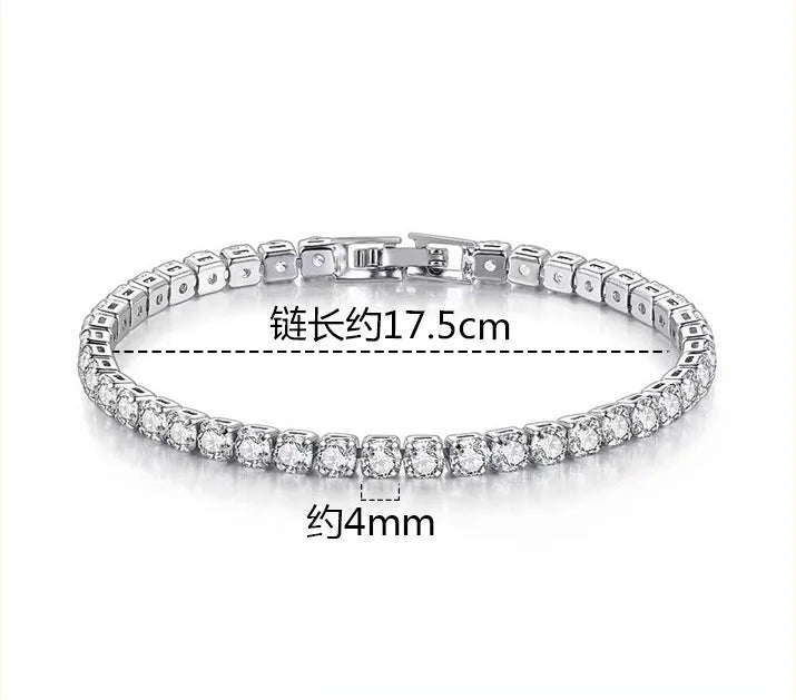 High Quality S925 Silver Platinum Plated Moissanite Bracelet Sparkling Personality Wedding Jewelry Gift Charm Bracelet For Women