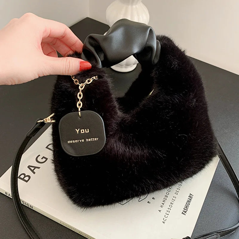 New Woman Soft Plush Handbags Shoulder Bag Fashion Autumn And Winter Korean Version Simple Crossbody Bags For Traveling Shopping
