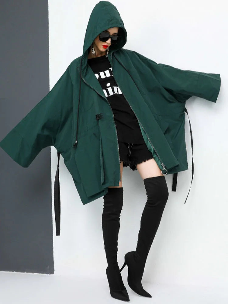 Amax luluE 2025 Fashion Korean Fall Ladies Loose Streetwear Womens Long Hooded Trench Coat Oversized Windbreaker Casual Clothes