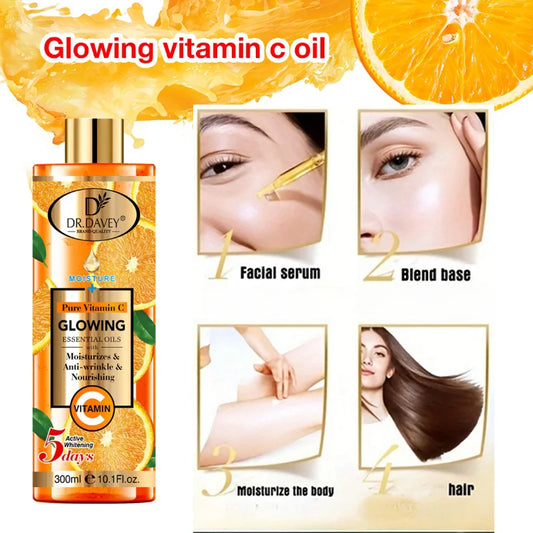 300ml Dr.davey Vitamin C Skin care oil moisturizes and nourishes skin large capacity full body essential oil