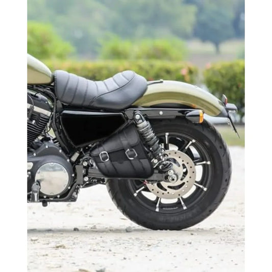 Motorcycle Swingarm Bag Left Side Tool Bag 4L Synthetic Leather Fit for Sportster Street Rebel 300 500 Black