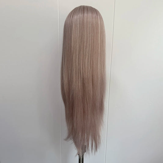 Dark Ash Pink Long Silky Straight Wig Mix Color 13x4 Lace Front Wigs for Women Synthetic Hair Natural Daily Wear Heat Resistant