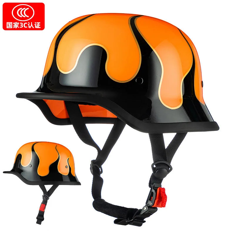 German Soldier Helmet Motorcycle for Harley Retro Half Helmet Motorcycle Helmet Summer 3C Certification Scoop Helmet Cruise Car