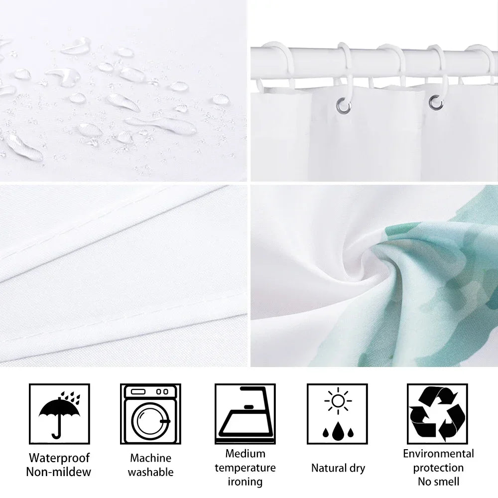 Gray Elephant Shower Curtain, Bathroom Decorative Shower Curtain, Waterproof Shower Curtain with Hooks 180x180cm