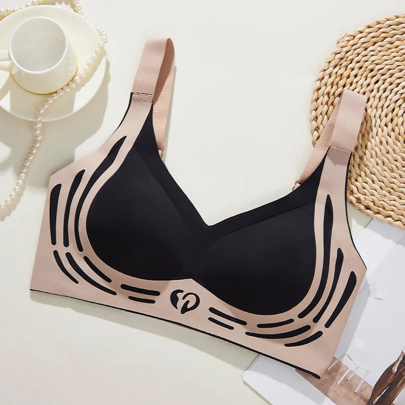 Plus Size Everyday Bra for Woman Sport Double Support Seamless Brassiere Top No-trace Push Up Bra Padded Fixed Cup Underwear