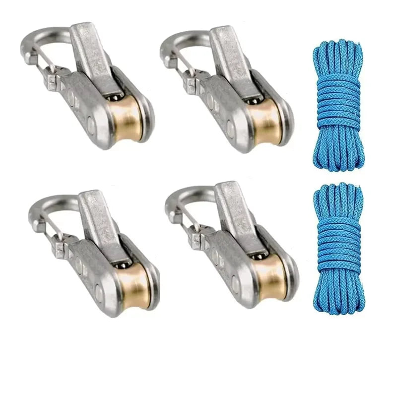 Rope Tying Tool And Tensioner with Roller Tensioner, Heavy-Duty Retractable Buckle with Accessory Rope, Suitable for Camping