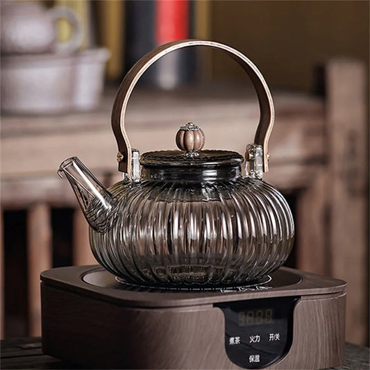 800ml Pumpkin Shaped Heart resistant Glass Teapot With Filter High Borosilicate Glass Brewing Puer Tea Pot Tea Kettle Teaware