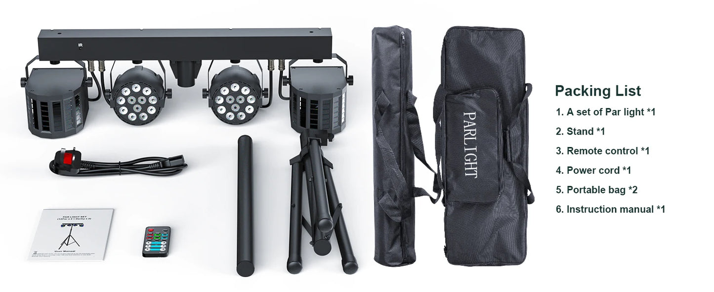Yiflamefly 60W RGBW LED Par Lights With Bag&Bracket Combination Bracket Lights DMX Stage Light For Church Wedding Birthday Party