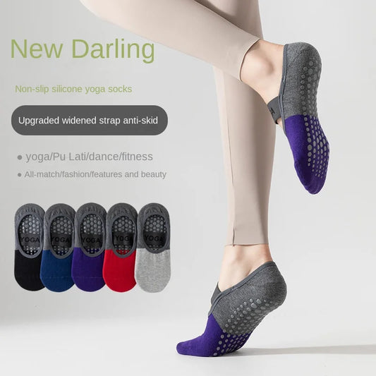 1 pair of women's patchwork color Pilates socks, non slip yoga socks, dance socks, and floor socks