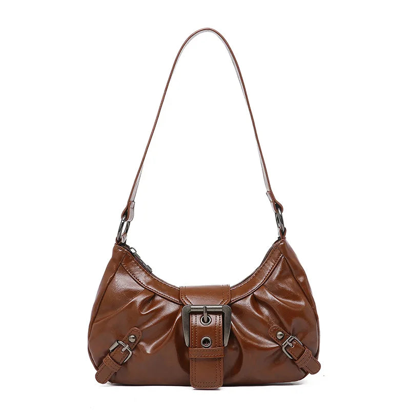 Y2K Retro Pleated Hobo Shoulder Bag for Women Hot Selling Maillard Style Underarm Bag Clutch Handbags for Travel Work Shopping