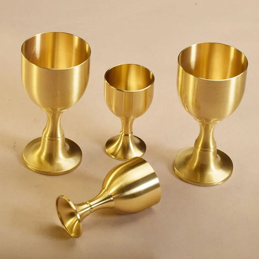 1pcs 50ml 100ml Vintage Brass Mug Red Wine Glass Good Gloss Copper Portable Smooth Edge Water Beer Cup Drinkware For Party Bar
