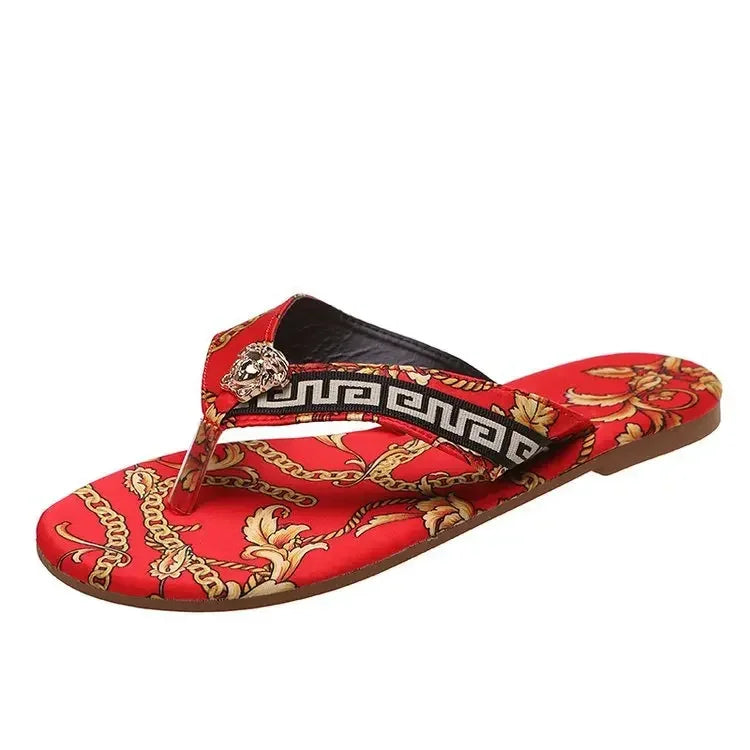 Sexy Flip-Flops Women's Slippers New Fashion Printing Flat Flip-Flops Outdoor Slipper Flat Slippers Women Large Size Sandals