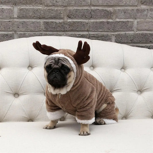 Christmas Elk Costume Winter Warm Dog Clothes For Small Medium Dogs Cat Suit Pet Jumpsuit Coat Chihuahua French Bulldog Outfit