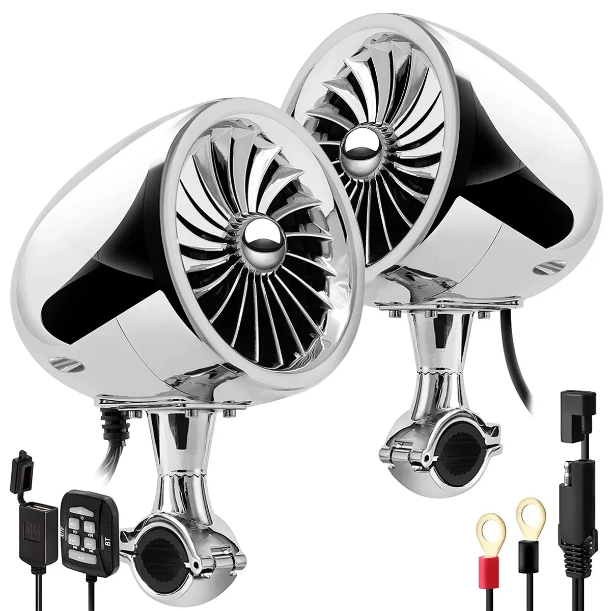 300W Amplifer 4 Inches Waterproof Motorcycle Stereo Bluetooth Radio Speakers High-End ATV UTV Audio Play System with USB AUX MP3