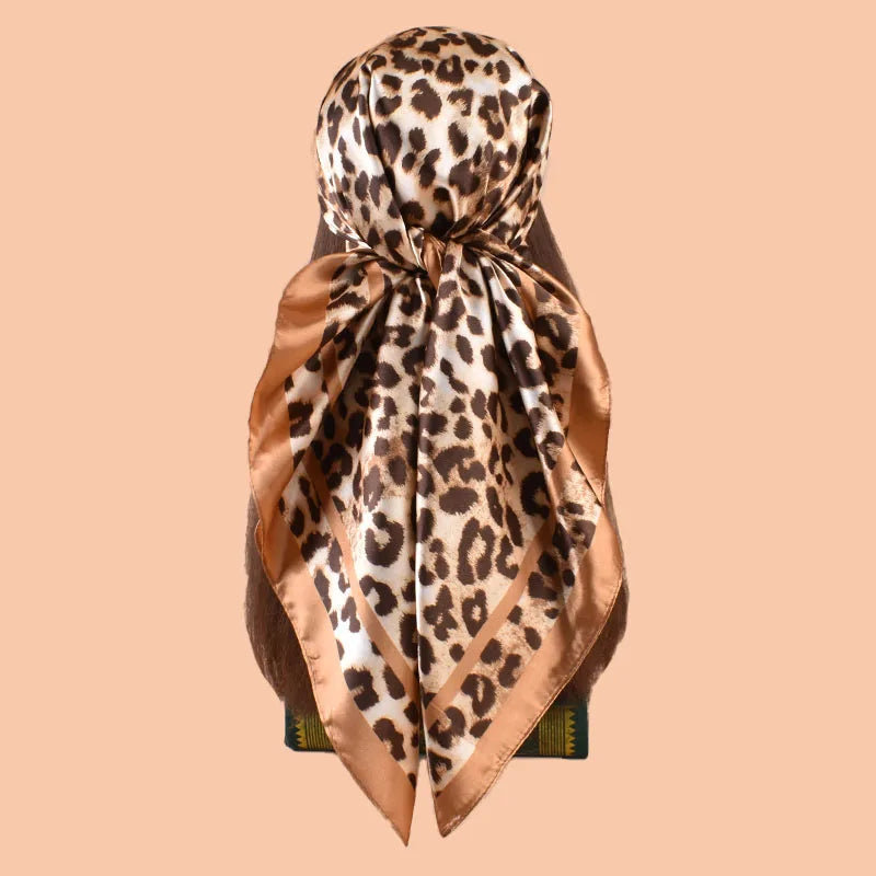 1PCS Women's Sexy Multicolor Leopard Print Woven Scarf Large Fashionable Headscarf for Travel Party Ladies Silk Square Scarf
