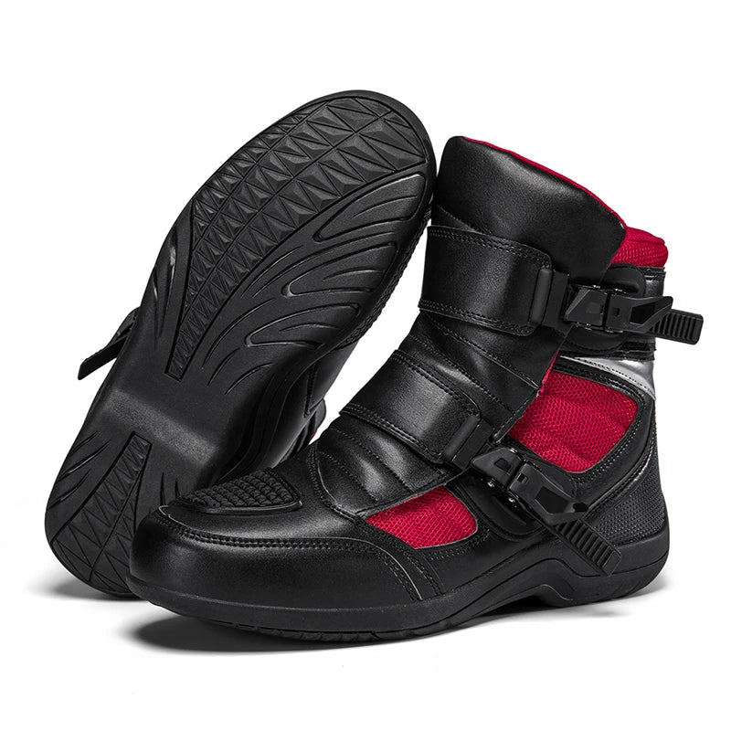 Man Motorcycle Boots New Breathable Anti-fall Rider Road Racing Motorcycle Shoes Microfiber Leather Men's Motos Protection Boot