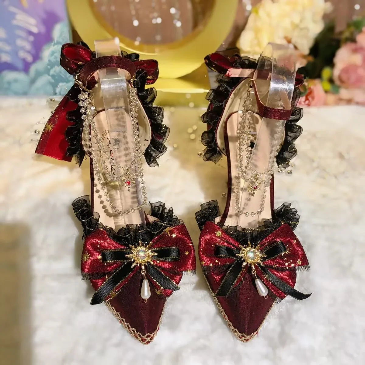 Lolita High Heels Luxury Bow Wedding Shoes Bride Pumps Gothic Style High Heels Jk Elegant Mary Jane Women's Shoes