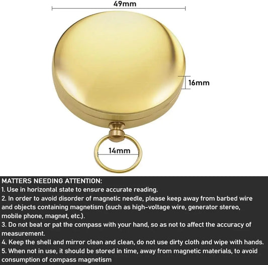 Camping Survival Compass for Hiking,Glow in The Dark Waterproof Vintage GearCompass for Hunting Outdoor Navigation Tool