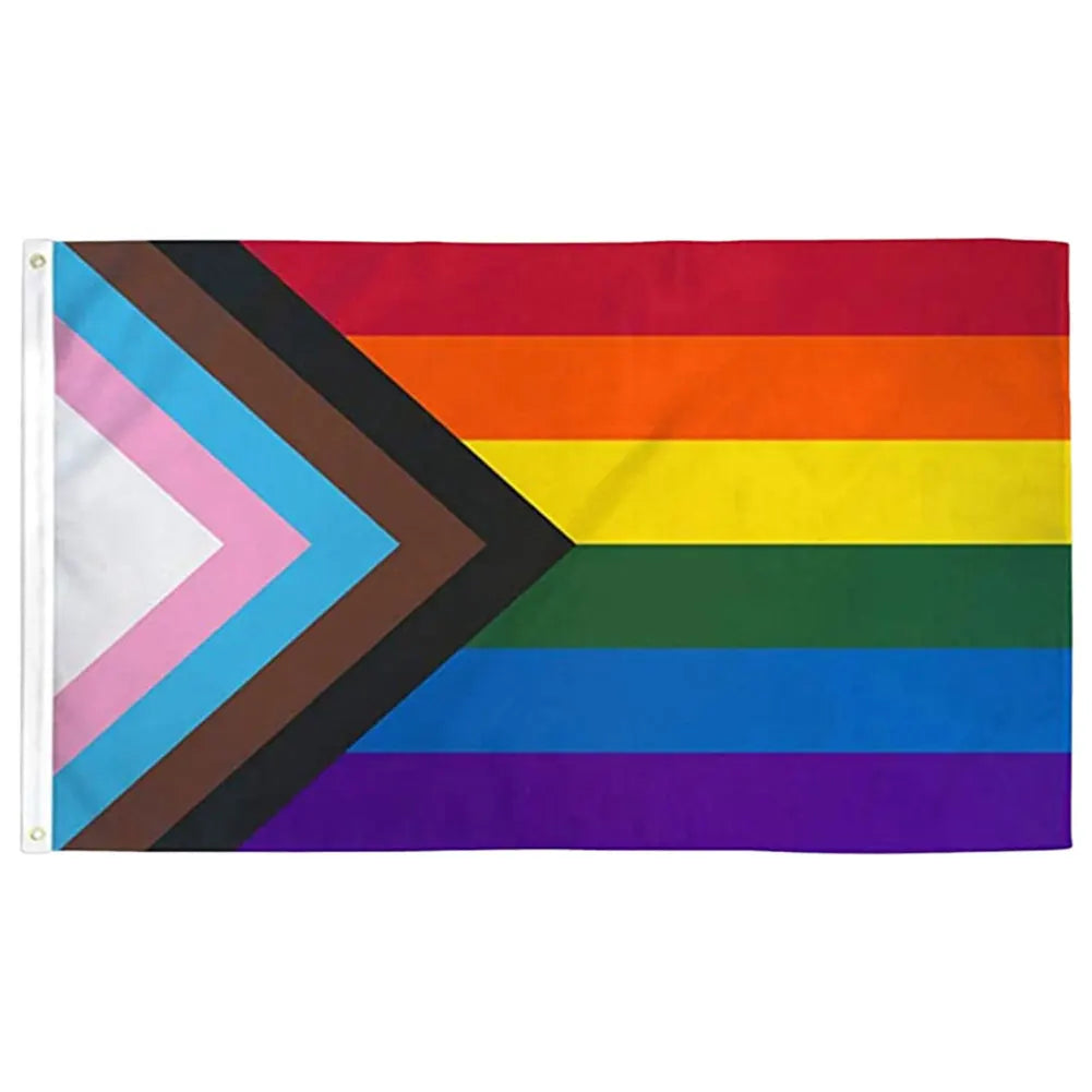 90x150cm Rainbow Flag LGBTQ+ Outdoor Pride Flag Colorful Hanging Flag Banner for Intersex Community Intersex Progress Bisexual