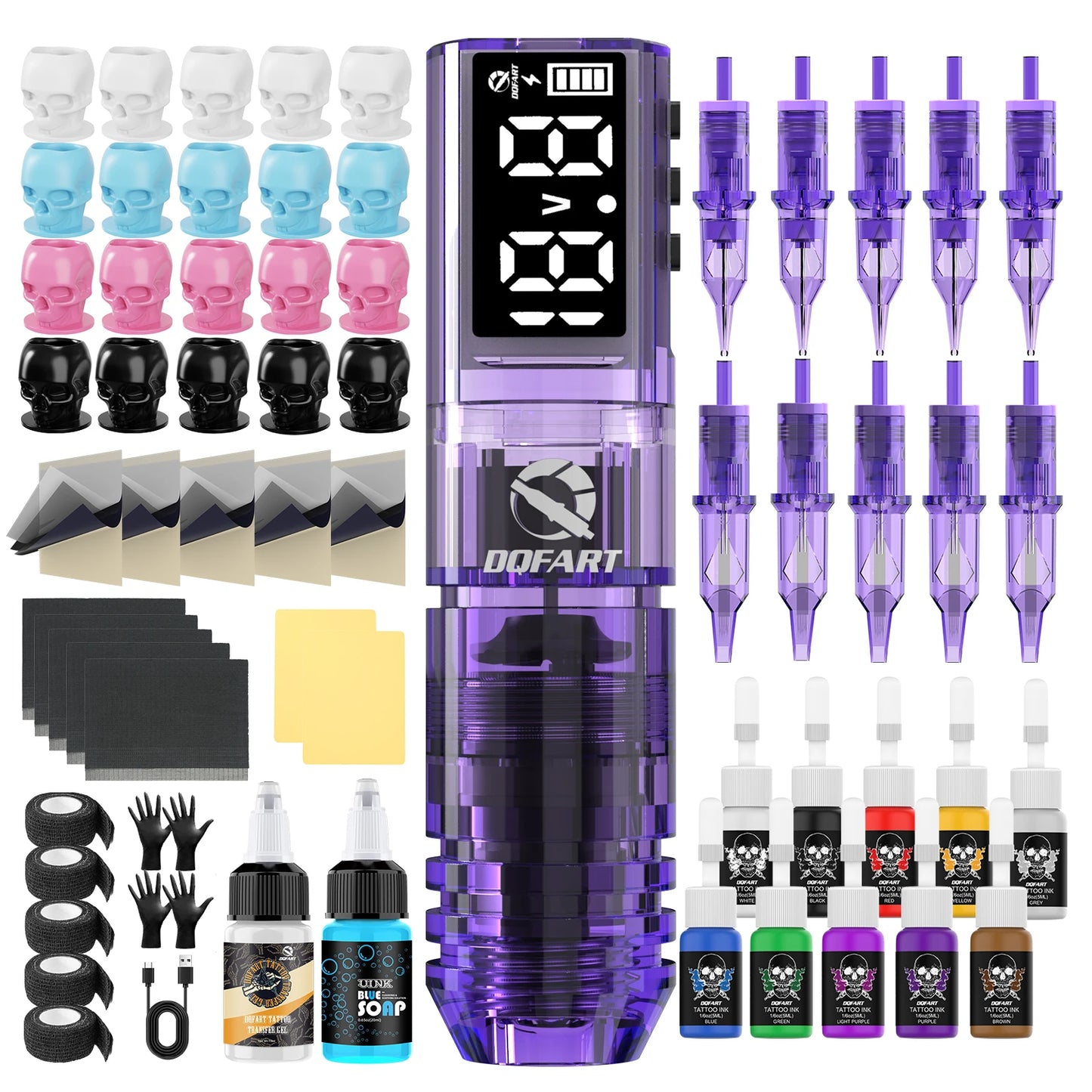 DQFART Wireless Tattoo Pen Tattoo kit 6 Hours Battery Life Tattoo Machine for Pro Body Artist Tattoo Supplies Tattoo Accessories