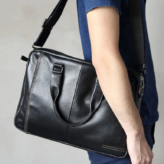 High Quality Cowhide Men's Business Handbag shoulder bag 100% Genuine leather Briefcase for men Commuting crossbody bag