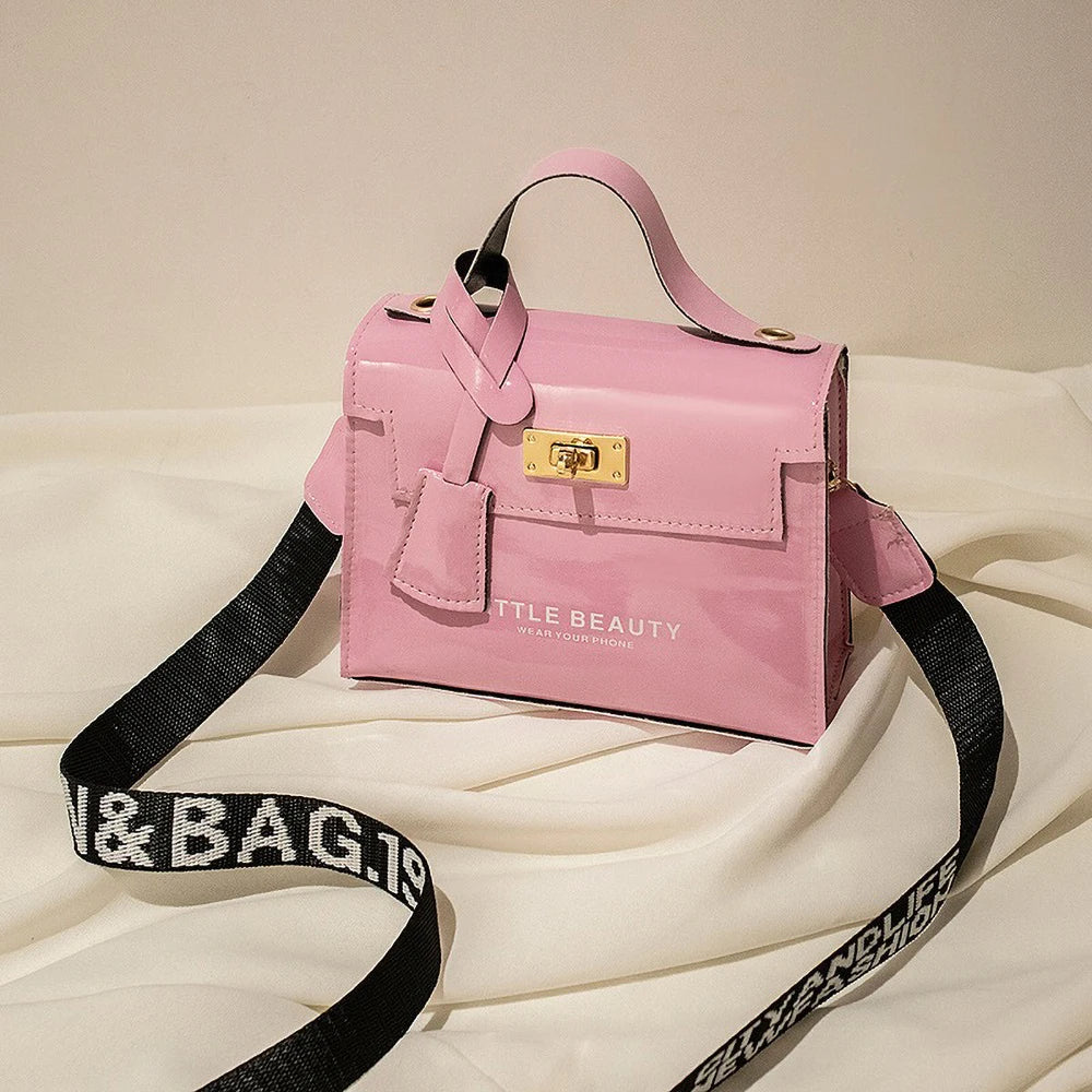 Bright Leather Kelly Bag - Printed Shoulder Crossbody Purse, Women's Easy-to-Match Fashion Handbag