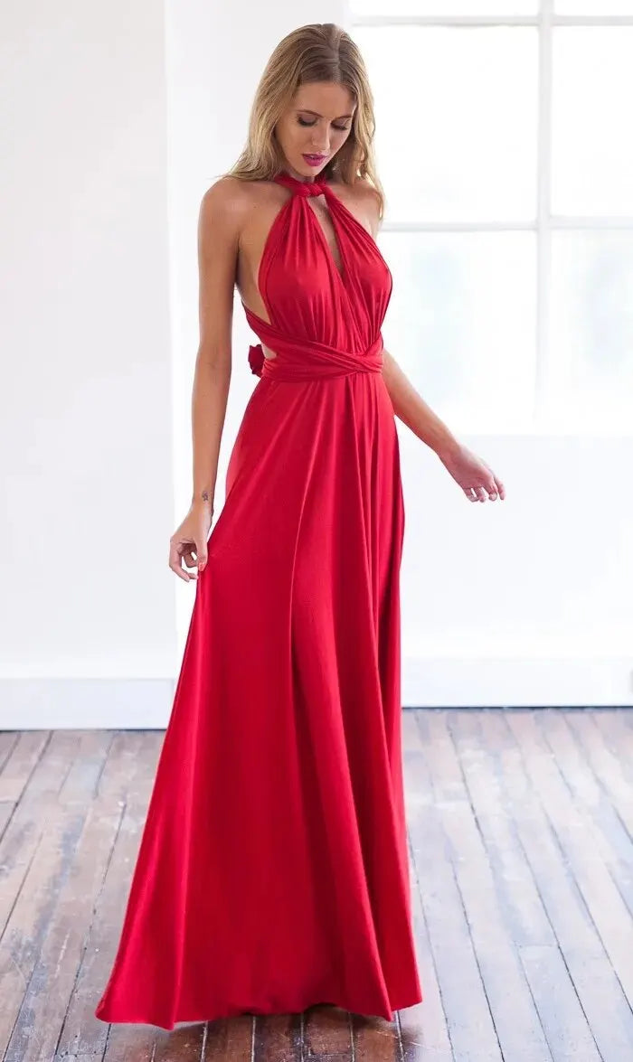 Sexy Women Multiway Wrap Convertible Boho Maxi Club Red Bandage Long Dress Party Bridesmaid Infinity Robe Longue Femme