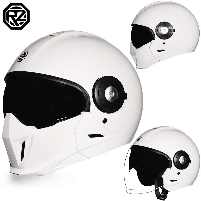 Motorcycle helmet men's and women's retro street bully combination full helmet all season detachable half helmet