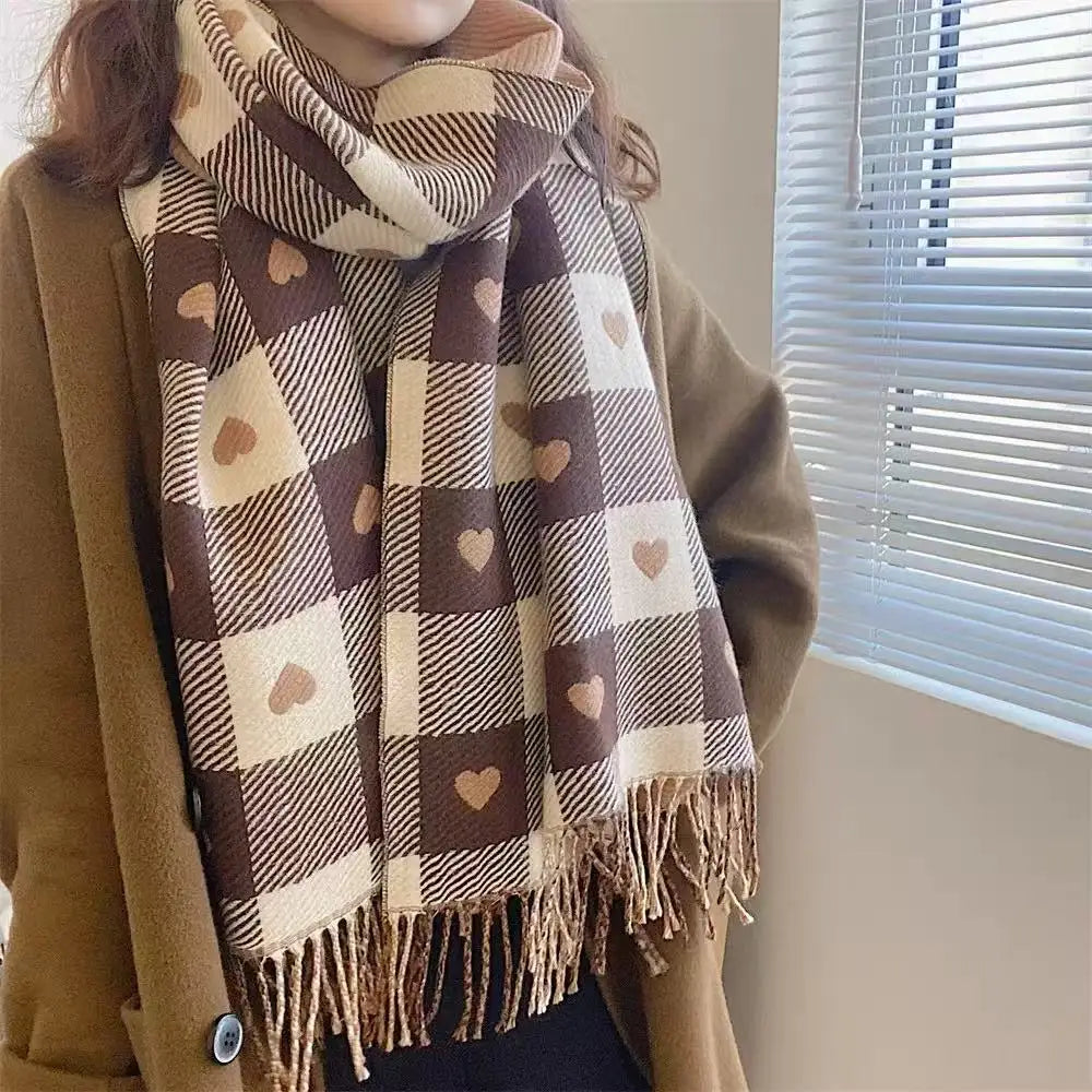Unisex Cashmere Feel Scarf Winter Warm Soft Neck Wrap for Men Women All-Match Outdoor Hiking Scarf Decorate The Gift