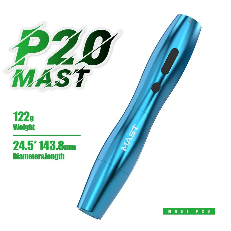 Mast P20 Wireless Tattoo Machine Full Kit 2.5mm Stroke Permanent Makeup Pen 1000mAh Battery 122g Lightweight Design for PMU Work