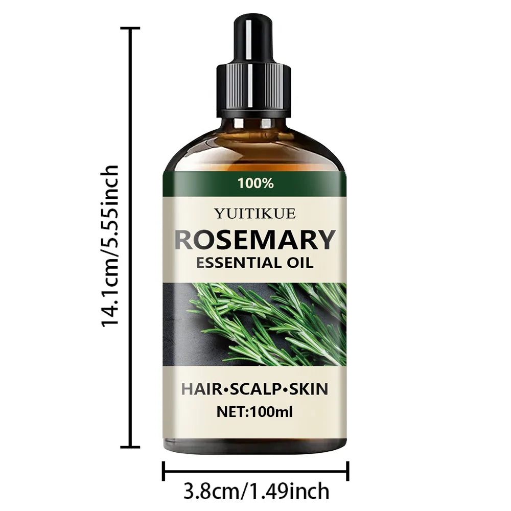 YUITIKUE 100% Pure Rosemary Essential Oil 10ml - For Hair Growth, Scalp Care, Skin & DIY, Natural & Undiluted